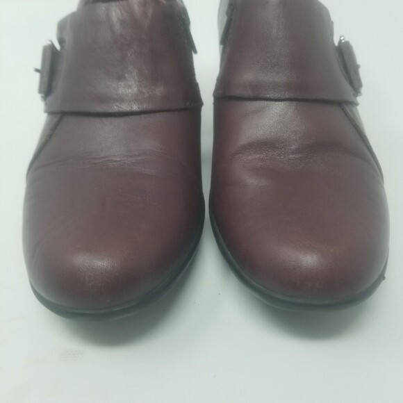 Clarks Collection Genette Vista Buckle Heeled Ankle Bootie Brown Leather Sz 7 M - Picture 5 of 12